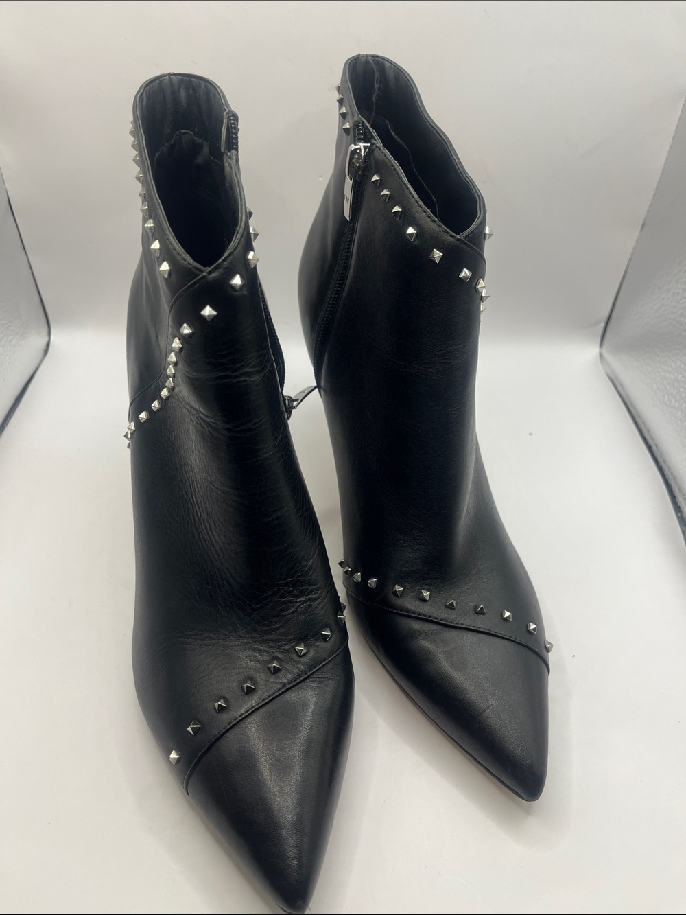 Marc Jacobs Black Pointed-Toe Studded Ankle Booties